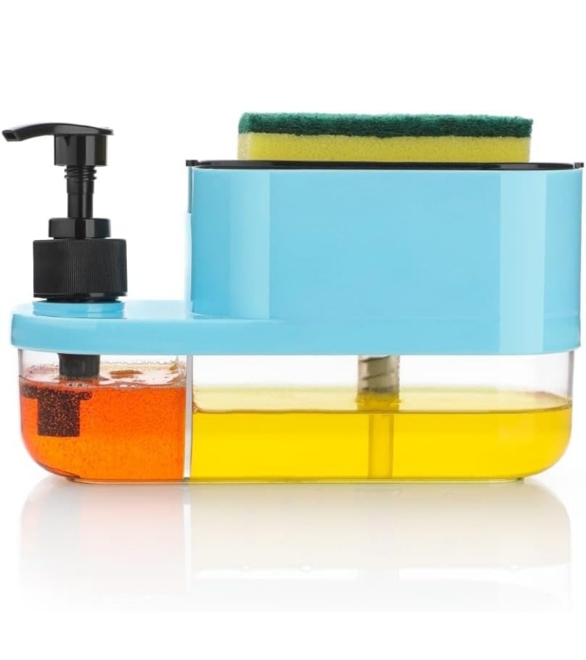 3 in 1 Soap Pump Dispenser Dish Soap Liquid Dispenser Sponge Holder Dish Soap Pump Dispenser for Kitchen Sink Accessories Items